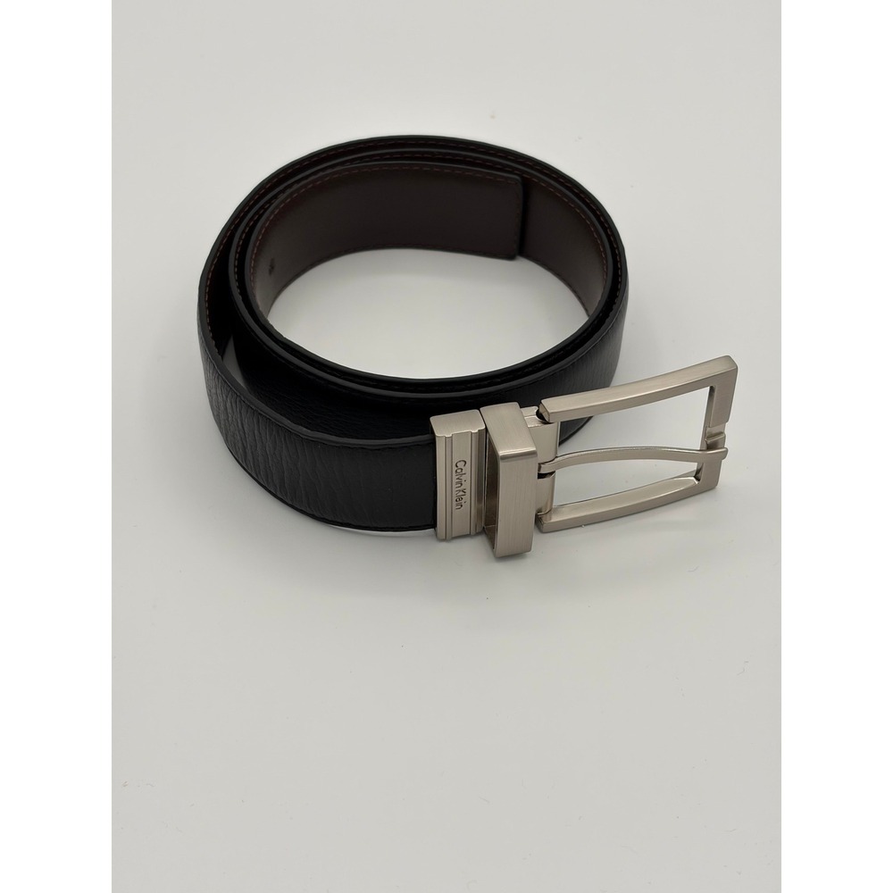 Calvin Klein Reversible Belt Mens 34 Black Brown Leather 73856